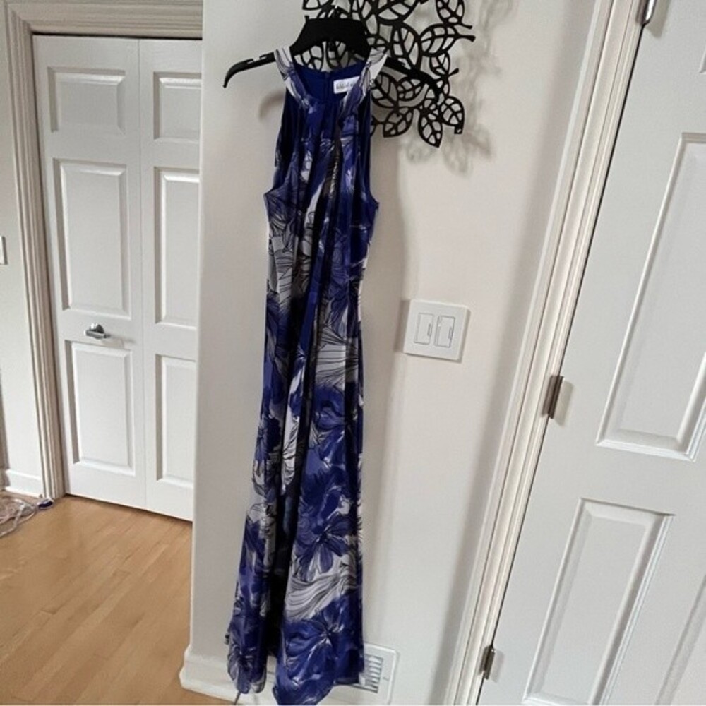 Badgley Mischka by Mark And James Floral Print Drape Front Maxi Dress 4 NWOT - Picture 3 of 14